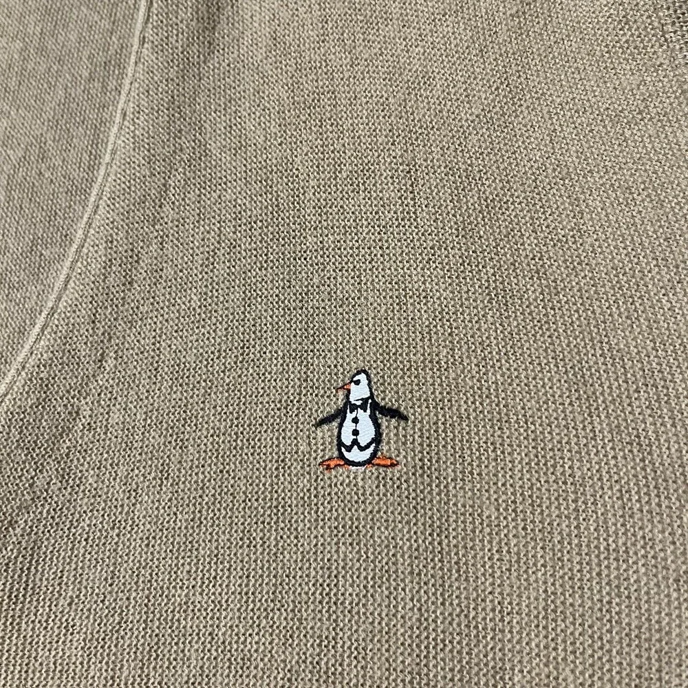 Grand Slam Munsingwear Penguin Cardigan Sweater Vintage 1970s Tan 1960s Antique